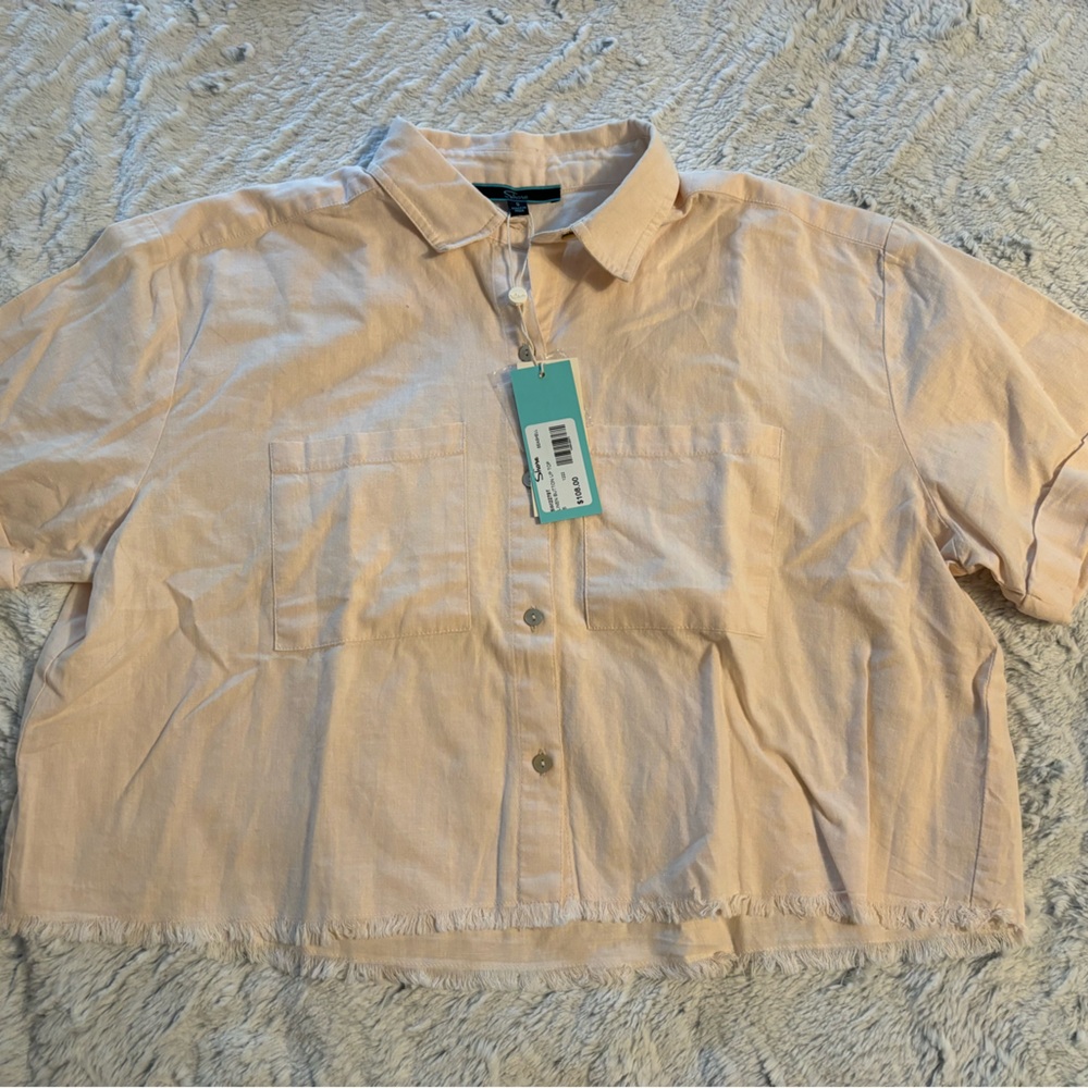 Shore Brand Linen Boxy short sleeved button down
